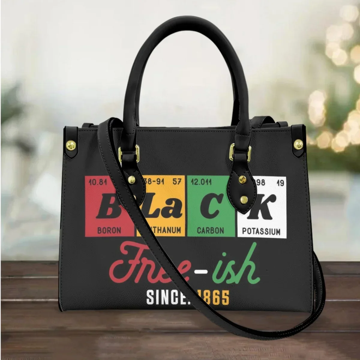 Women Fashion History - กระเป๋าถือพิมพ์ลาย Juneteenth 1865 สำหรับเดือนแห่งประวัติศาสตร์คนผิวดำ คุณภาพสูง หูหิ้วด้านบน