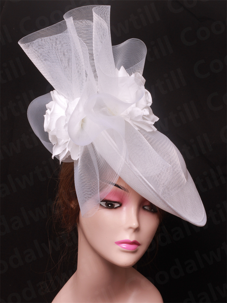Women'S Fashion Kentucky Derby - เจ้าสาวงานแต่งงานตาข่าย Fascinator หมวกผู้หญิง DERBY สีขาว Headpiece