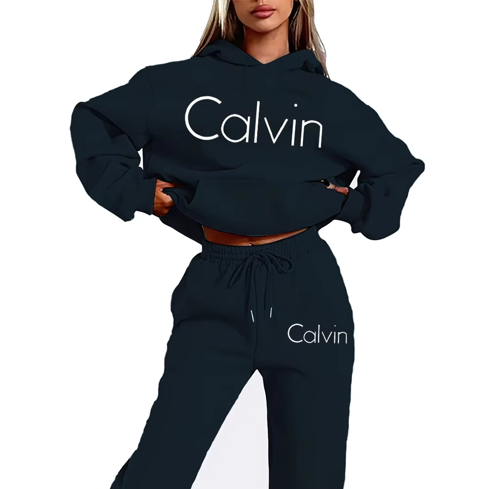 Women And Men Fashion - ชุดเซ็ตเสื้อฮู้ดดี้มีเชือกผูกและกางเกงวอร์มพิมพ์ลายตัวอักษรสำหรับผู้ชายและผู้หญิง แฟชั่นลำลองสำหรับวิ่งจ๊อกกิ้ง เล่นกีฬา และสวมใส่ในชีวิตประจำวัน