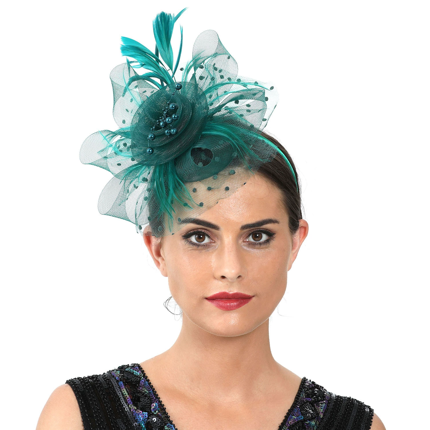Women'S Fashion Kentucky Derby - เครื่องประดับศีรษะแบบหรูหราสำหรับผู้หญิง สำหรับงานเลี้ยงค็อกเทล งานเลี้ยงน้ำชา งานแข่งม้าเคนตักกี้ดาร์บี้ พร้อมดอกไม้ประดับผม ที่คาดผมสำหรับไปโบสถ์