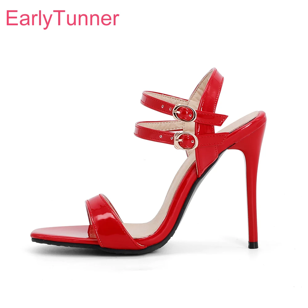 Women'S Fashion Brand Shoes - ยี่ห้อใหม่คลาสสิกสีแดงสีดําผู้หญิงรองเท้าแตะแฟชั่นรองเท้าส้นสูง Lady Party รองเท้าขนาดใหญ่ขนาด 32 43