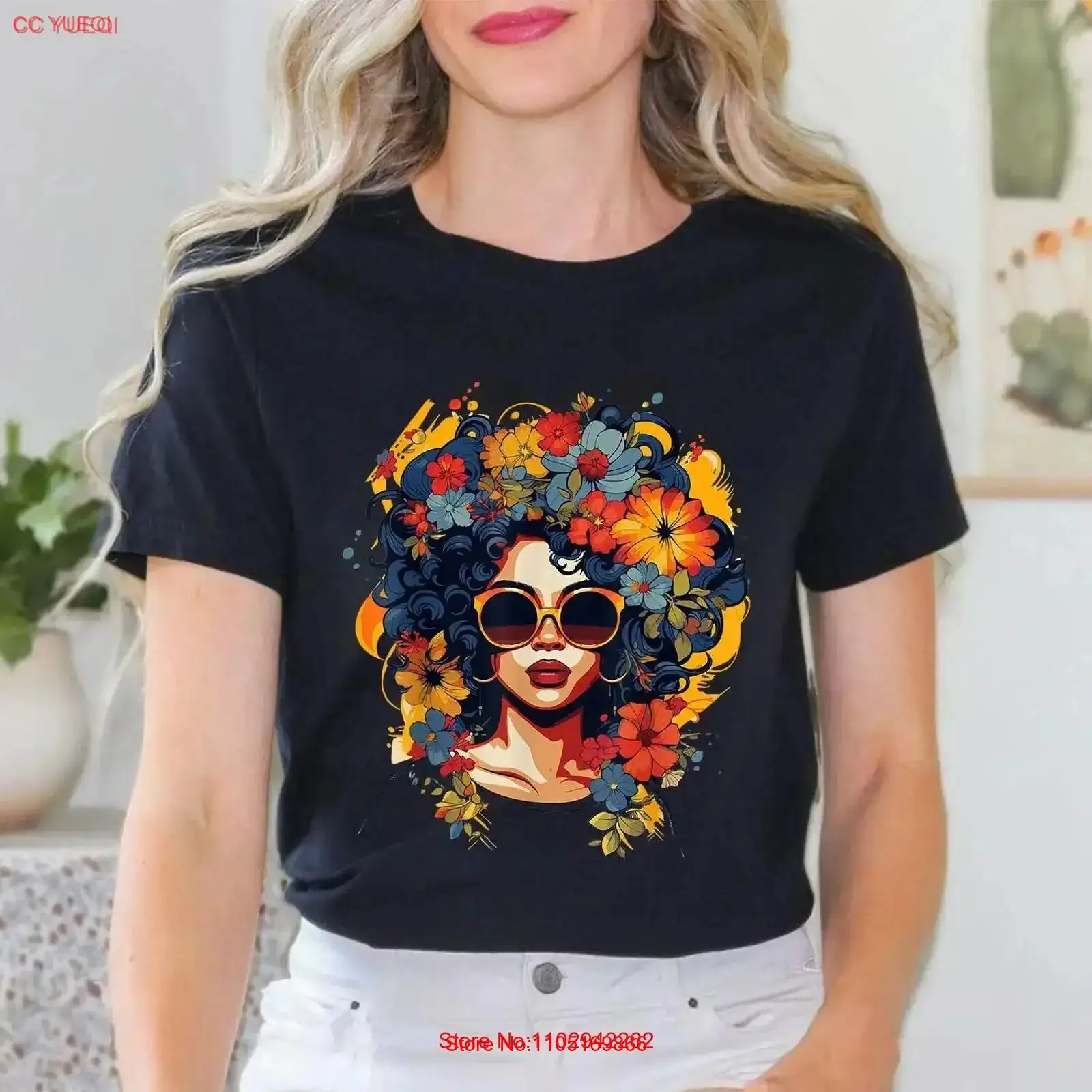 Women Fashion History - เสื้อยืดลายประวัติศาสตร์คนผิวดำสำหรับผู้หญิง ลายดอกไม้แอฟโฟร สำหรับวันจูเนเทนธ์ เสื้อวินเทจล้างสี ลายกราฟิกแฟชั่น สไตล์วินเทจเล็กน้อยแบบผู้ชาย