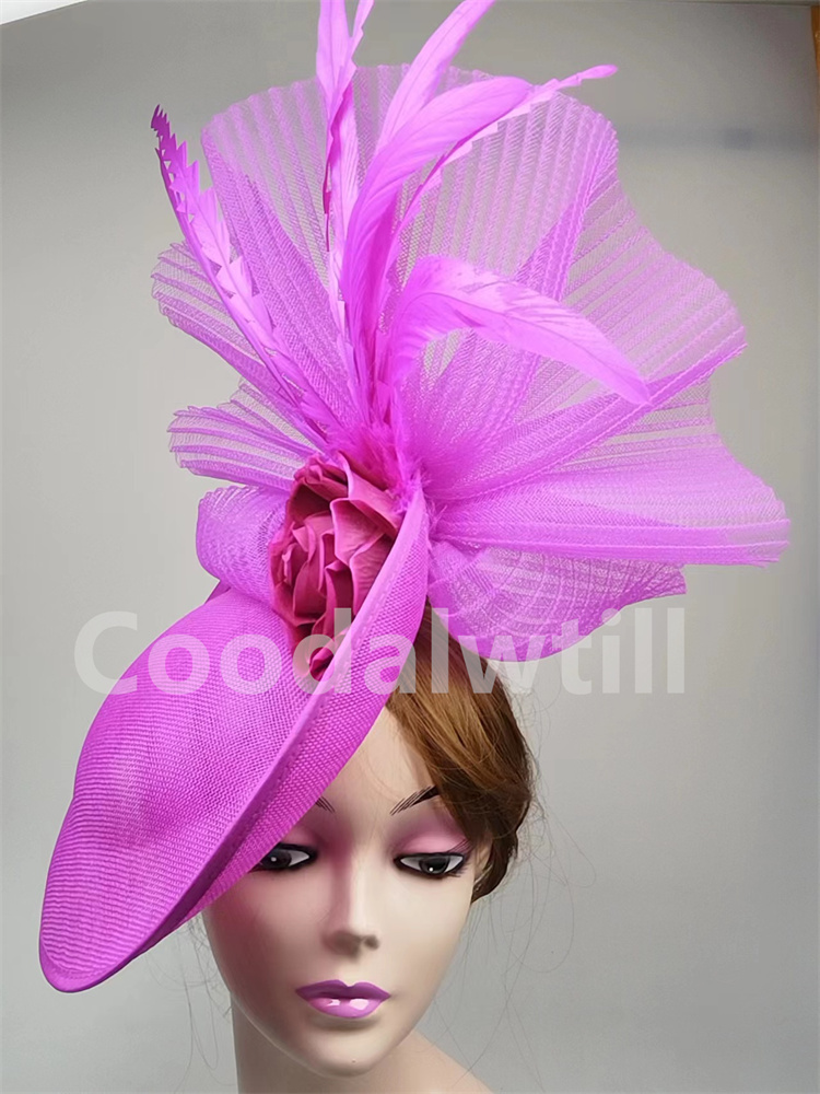 Women'S Fashion Kentucky Derby - หมวกแก๊ปปีกกว้างลายดอกไม้สวยหรูหมวกงานแต่งงานผู้หญิงที่น่าหลงใหลหมวกคาดศีรษะเคนตักกี้เดอร์บี้สำหรับผู้หญิงหมวกเจ้าสาวตาข่าย
