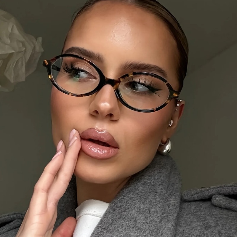 Women'S Fashion Reading Glasses - แว่นตากันแดดทรงวงรีวินเทจผู้หญิงแบรนด์หรูดีไซเนอร์แว่นตาป้องกันแสงสีฟ้าทรงวงรีขนาดเล็กแฟชั่นย้อนยุคผู้ชายแว่นตาลายเสือดาว
