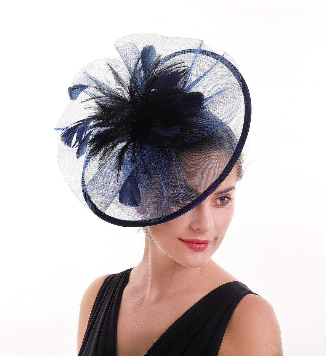 Women'S Fashion Kentucky Derby - หมวกตาข่ายขนนกสำหรับผู้หญิงหมวกตาข่ายประดับศีรษะดอกไม้งานเลี้ยงค็อกเทลปาร์ตี้งานแต่งงานโบสถ์ Kentucky Derby