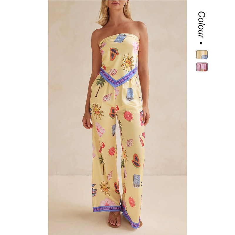 Maxi Dress Boho - 25 ชุดแฟชั่นฤดูร้อนใหม่สุดเซ็กซี่พิมพ์ลายแบบไม่มีสายรัดไหล่ ขากว้าง - 68668 ชุดเดรสยาวฤดูร้อน