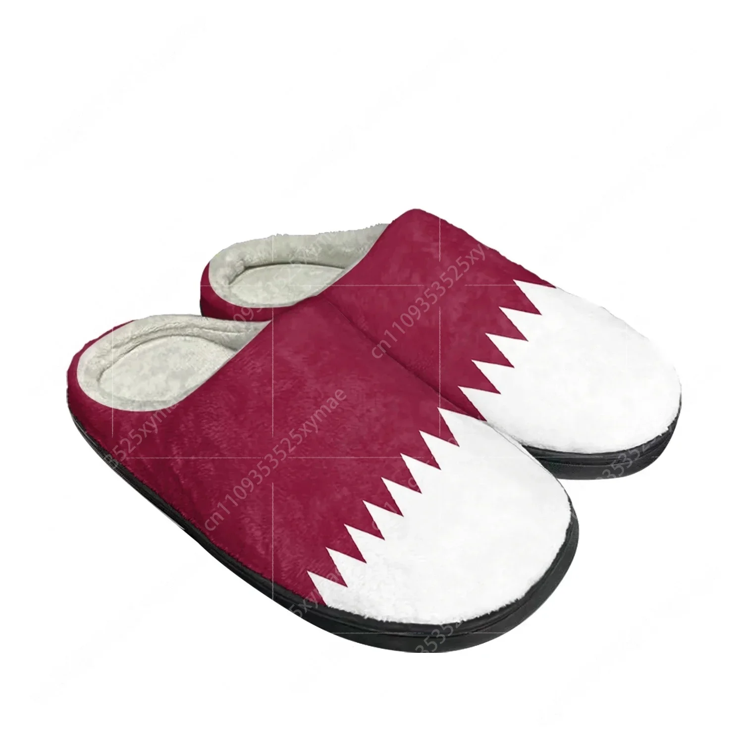 Women Fashion Qatar - รองเท้าแตะผ้าฝ้ายลายธงชาติกาตาร์สำหรับผู้ชายและผู้หญิง รองเท้าแตะในบ้านแบบนุ่มสบาย ช่วยรักษาความอบอุ่น รองเท้าแตะกันหนาว