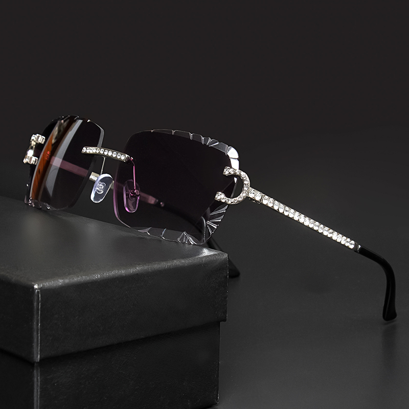 Women'S Fashion Reading Glasses - แฟชั่นแว่นกันแดดทรงสี่เหลี่ยมไร้ขอบวินเทจเพชรออกแบบเลนส์ตัดแว่นกันแดดผู้ชายผู้หญิงกรอบโลหะหรูหรา UV400 แว่นตา