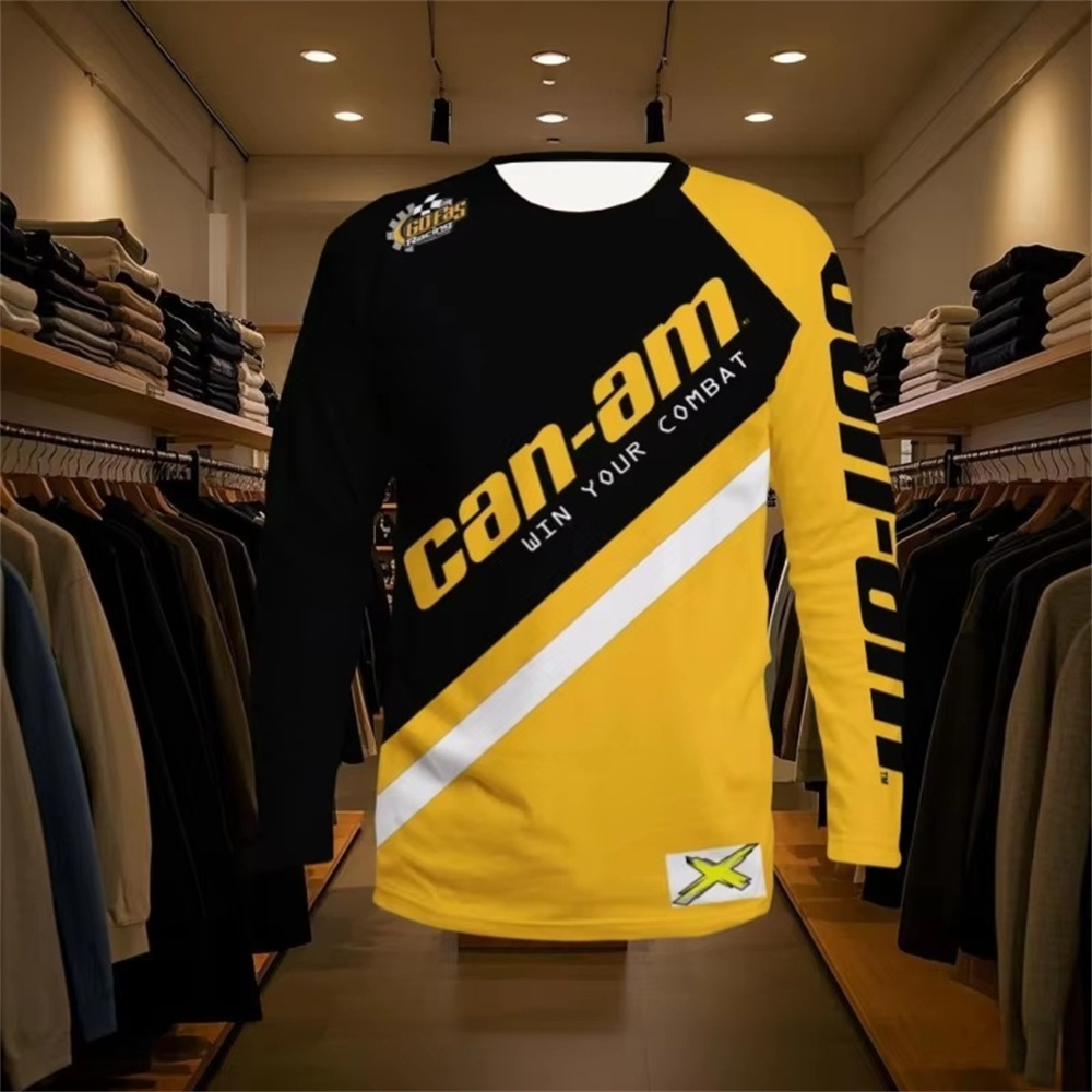 Women'S Fashion Jersey - เสื้อยืดแขนยาวคอกลมสำหรับแข่งรถมอเตอร์ไซค์สำหรับผู้ชายและผู้หญิง แฟชั่นเสื้อยืดแขนยาวทีม Can Am เสื้อผ้ากีฬาสำหรับผู้ชาย