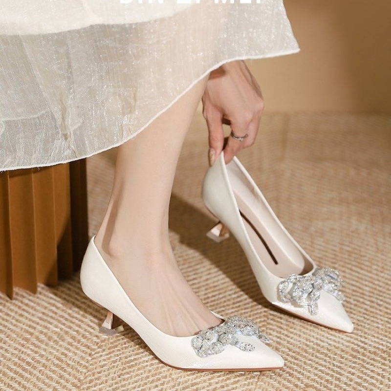 Women'S Fashion For 2025 - รองเท้าส้นสูง 2025 รุ่นใหม่สำหรับฤดูร้อน ดีไซน์เรียบหรู ปลายแหลม เปิดหน้าเท้า