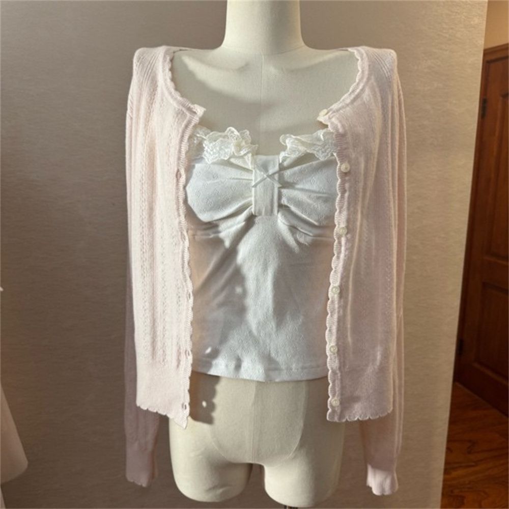 ชุดเสื้อสายเดี่ยวแต่งลูกไม้สไต - Longline Cardigan Knit บทวิจารณ์และราคา