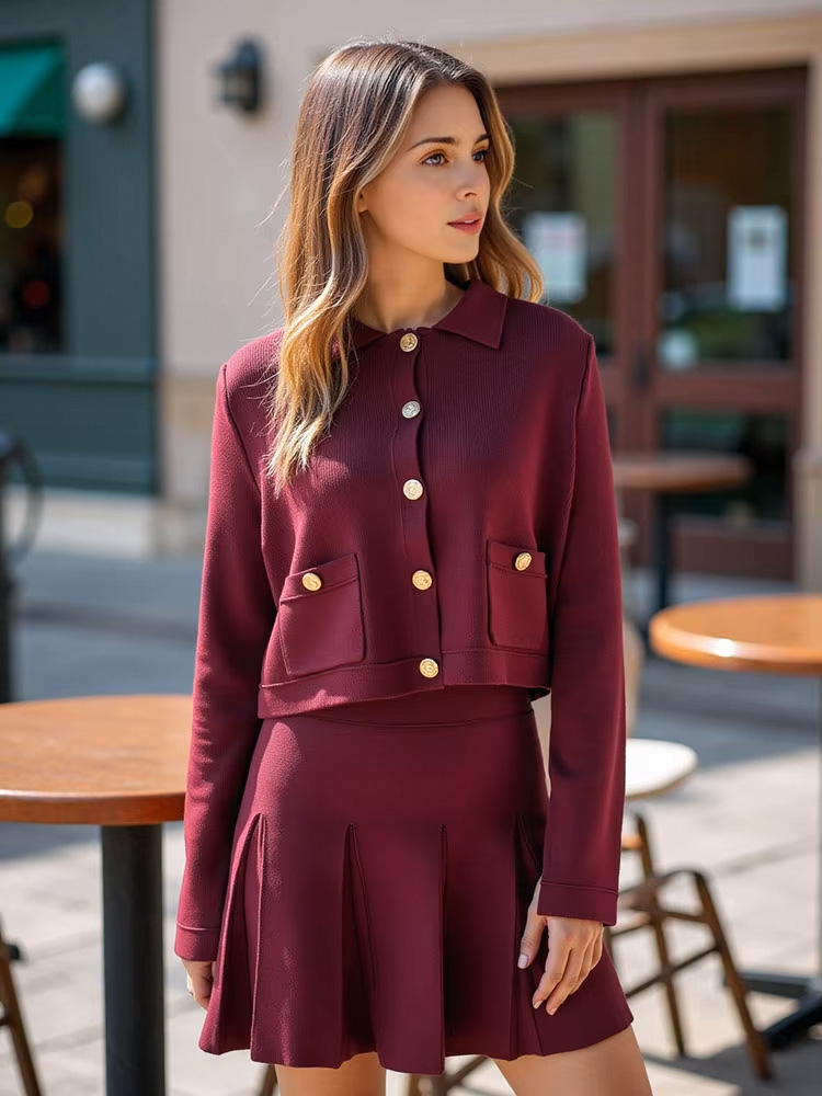 ชุดเซ็ตกระโปรงสีแดงถักนิตติ้งส - Longline Cardigan Knit บทวิจารณ์และราคา