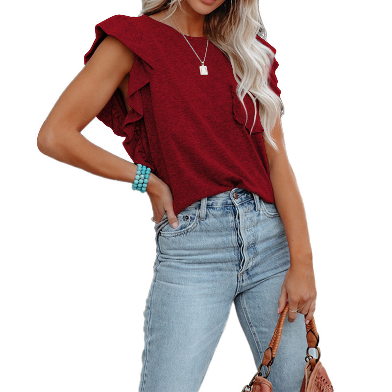 เสื้อยืดผู้หญิงแขนสั้นคอกลมสไต - Women Fashion Usa บทวิจารณ์และราคา