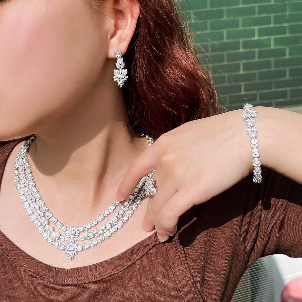 สร้อยคอเพชรคิวบิกเซอร์โคเนียหร - Women Fashion Uae บทวิจารณ์และราคา