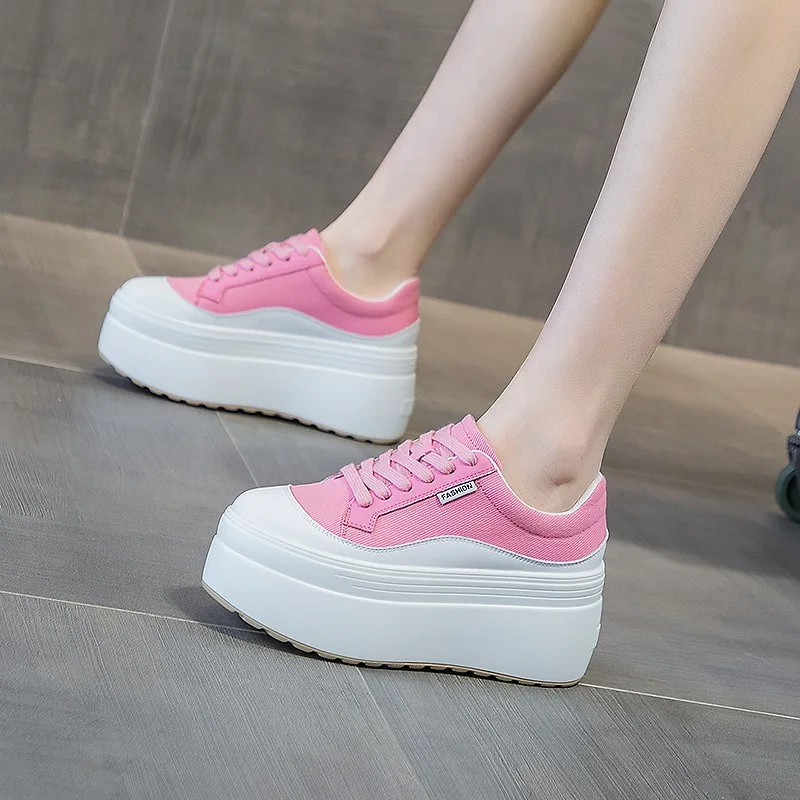 8 ซม.ใหม่ผ้าใบของแท้หนังผู้หญิ - Women Fashion Show บทวิจารณ์และราคา