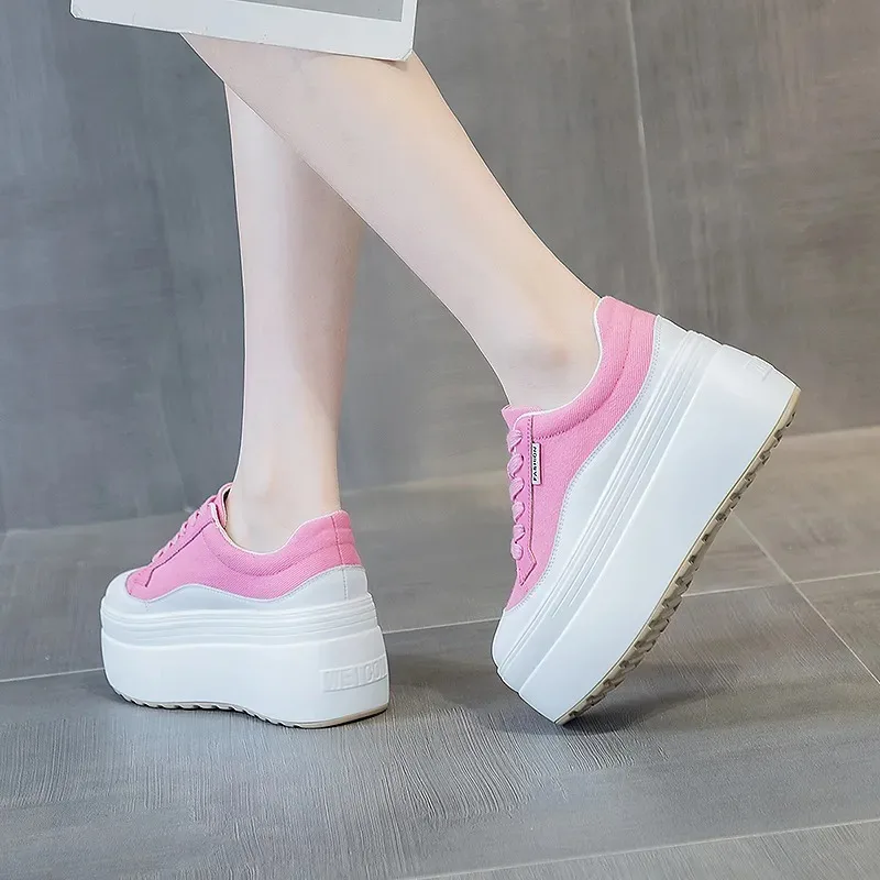 8 ซม.ใหม่ผ้าใบของแท้หนังผู้หญิ - Women Fashion Show บทวิจารณ์และราคา