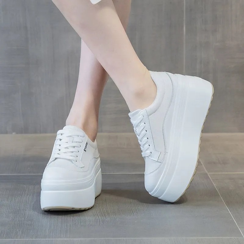 8 ซม.ใหม่ผ้าใบของแท้หนังผู้หญิ - Women Fashion Show บทวิจารณ์และราคา