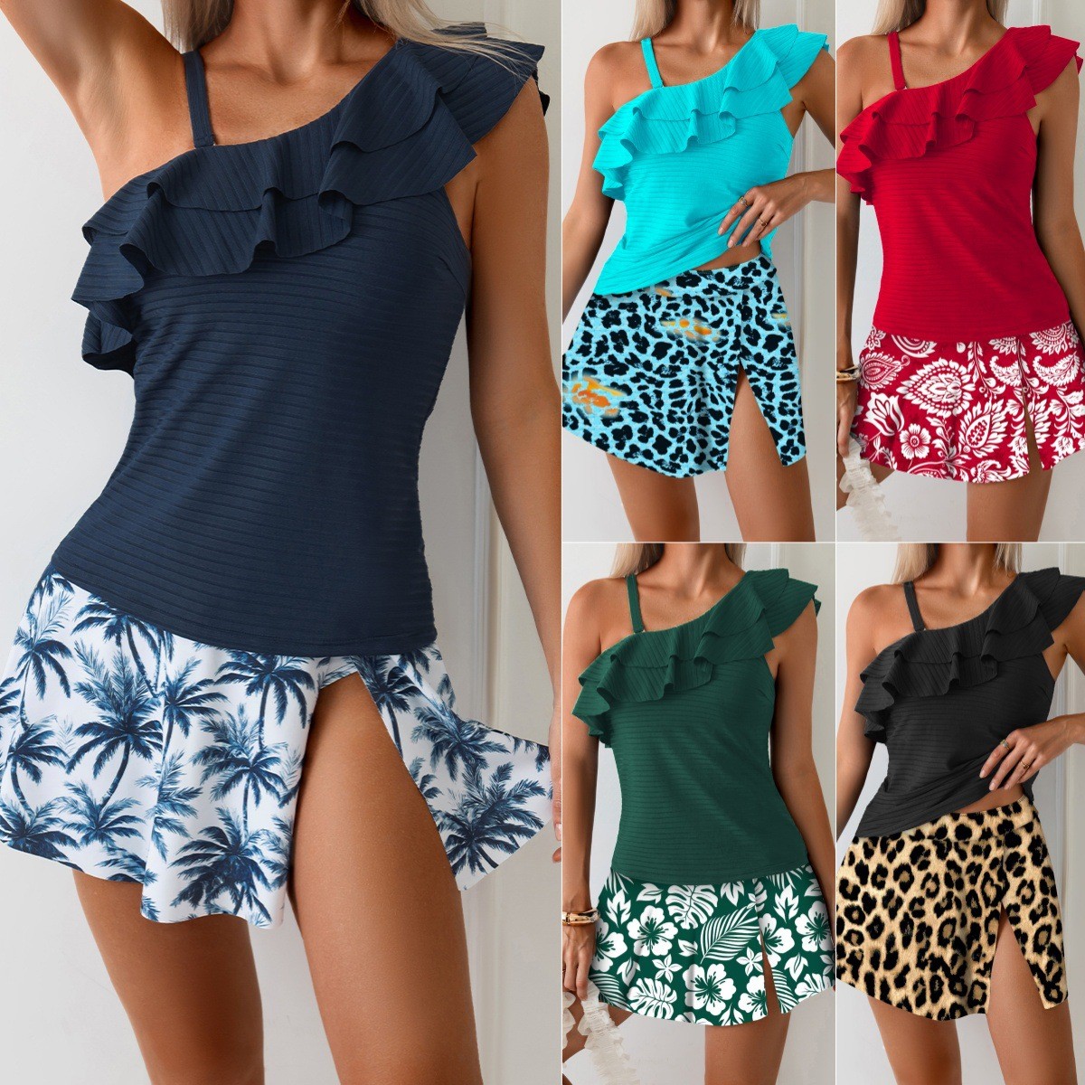 ชุดว่ายน้ำทังกินี่ผู้หญิง แบบเ - Crop Top Women บทวิจารณ์และราคา