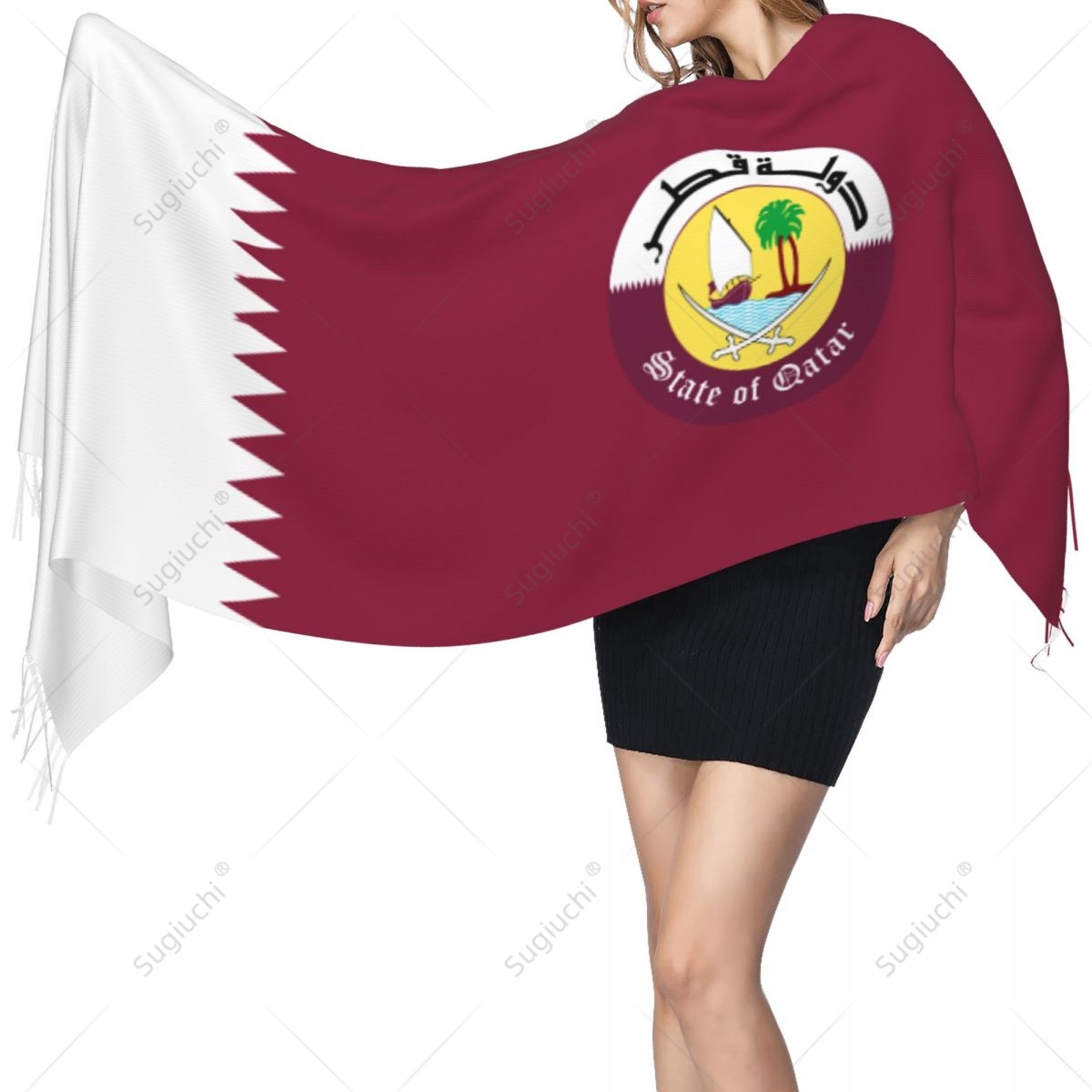 กาตาร์สัญลักษณ์ธงผ้าพันคอ Pash - Women Fashion Qatar บทวิจารณ์และราคา