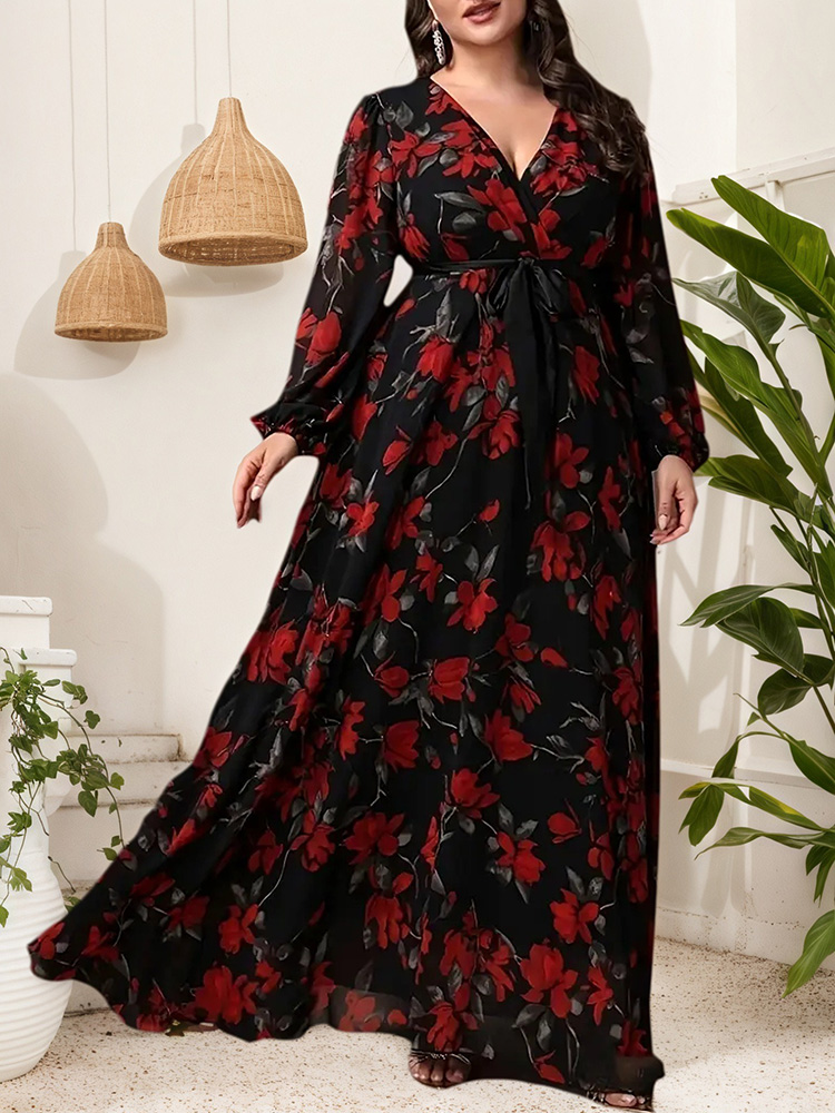 ชุดเดรสยาวพิมพ์ลายดอกไม้คอวีพร - Maxi Dress Boho บทวิจารณ์และราคา
