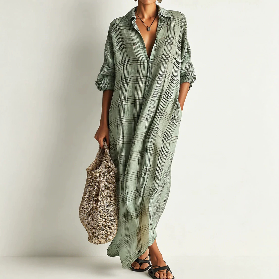 เดรสผ้าลินินคอตตอนพิมพ์ลายดอกไ - Maxi Dress Boho บทวิจารณ์และราคา