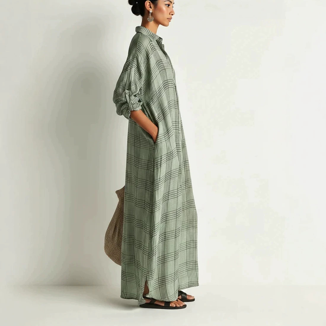 เดรสผ้าลินินคอตตอนพิมพ์ลายดอกไ - Maxi Dress Boho บทวิจารณ์และราคา