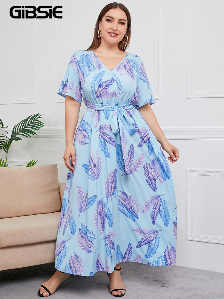 GIBSIE พลัสขนาด V คอดอกไม้พิมพ - Maxi Dress Boho บทวิจารณ์และราคา