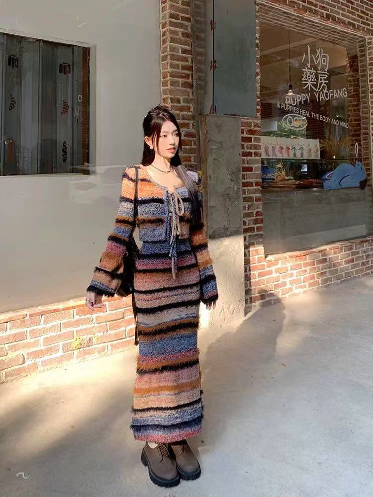 Vintage ลายถักชุดสเวตเตอร์ถักผ - Longline Cardigan Knit บทวิจารณ์และราคา