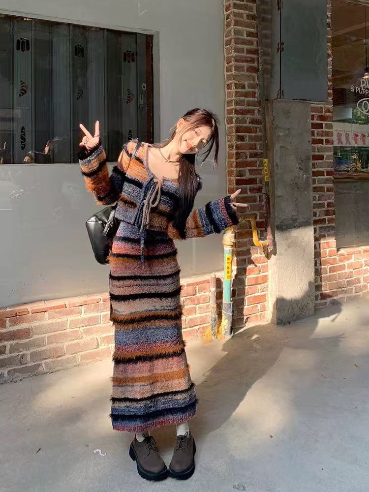 Vintage ลายถักชุดสเวตเตอร์ถักผ - Longline Cardigan Knit บทวิจารณ์และราคา
