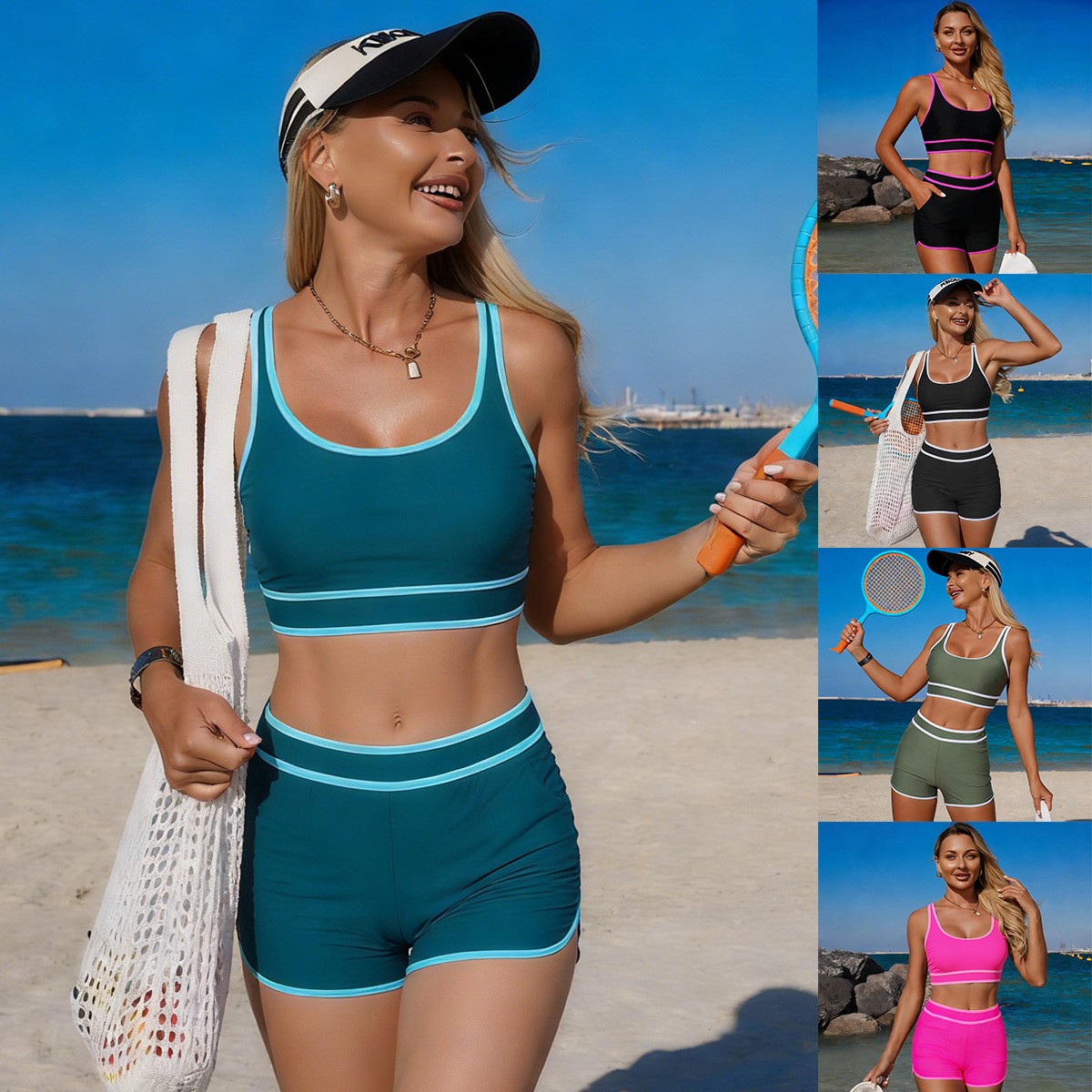 บิกินี่สีเขียวมะกอก เสื้อครอปแ - Crop Top Women บทวิจารณ์และราคา