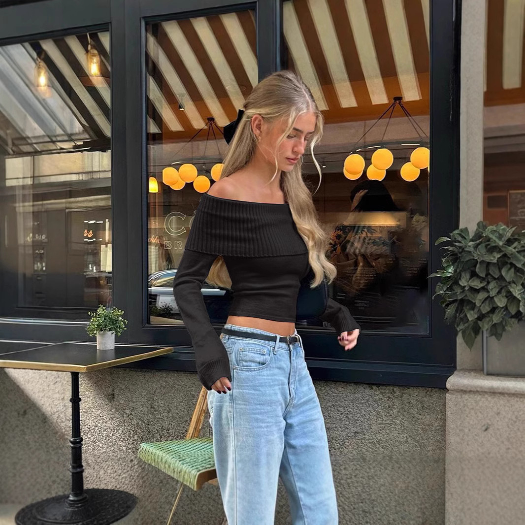 เสื้อครอปแขนยาวเปิดไหล่สไตล์สต - Crop Top Women บทวิจารณ์และราคา