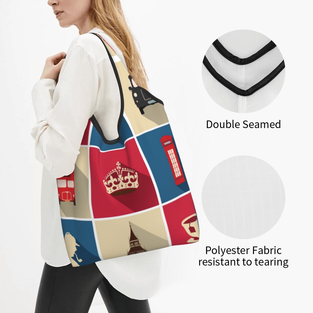 กระเป๋าสะพายไหล่ซื้อของชำลายธง - Women'S Fashion London บทวิจารณ์และราคา