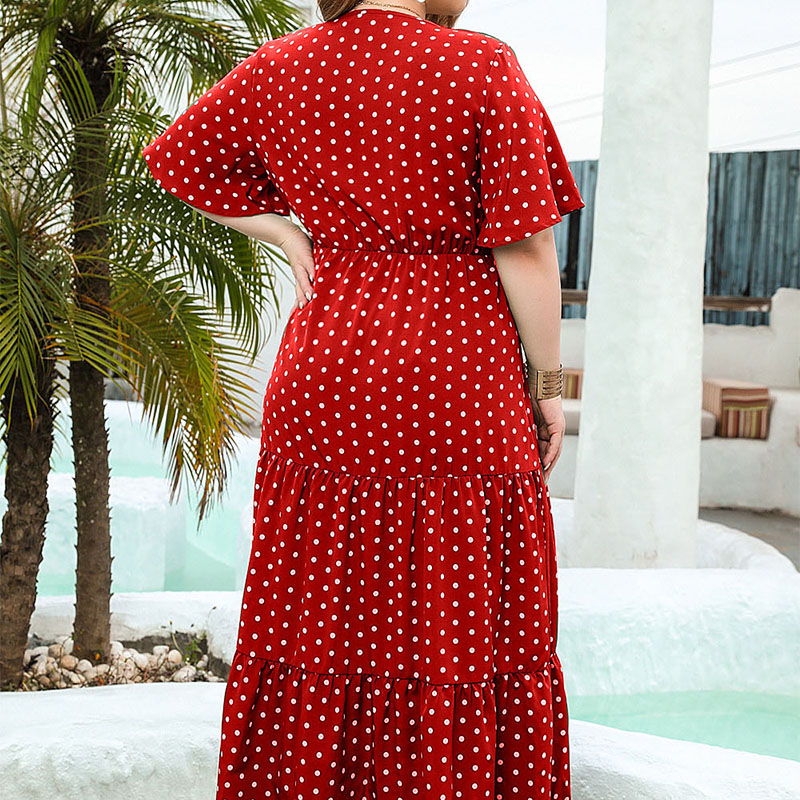 เดรสยาวลายจุดสไตล์โบฮีเมียน คอ - Maxi Dress Boho บทวิจารณ์และราคา
